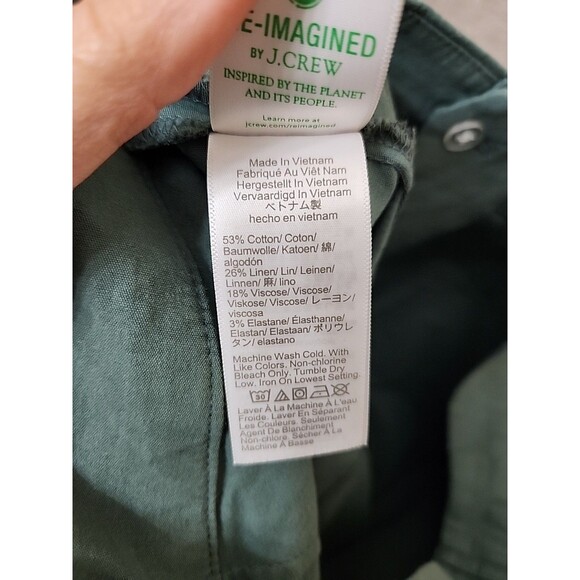 J Crew Lizzie High-Rise Patch-Pocket Wide-Leg Pants Womens 32 Green Linen Blend - Picture 8 of 9